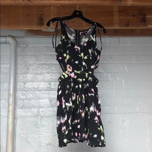 Material Girl Black Color Splotched Cutout Dress